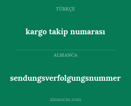 sendungsverfolgungsnummer - kargo takip numarası