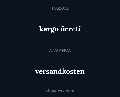versandkosten - kargo ücreti