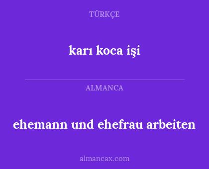 karı koca işi - ehemann und ehefrau arbeiten
