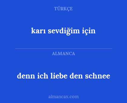 denn ich liebe den schnee - karı sevdiğim için