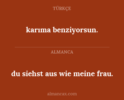 karıma benziyorsun. - du siehst aus wie meine frau.