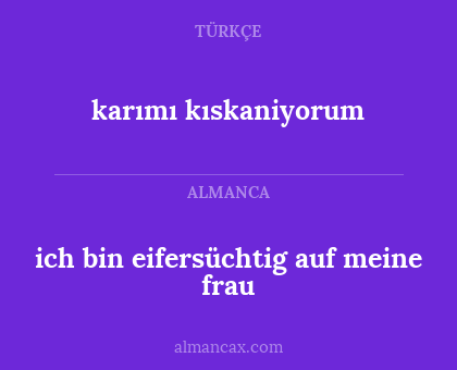 ich bin eifersüchtig auf meine frau - karımı kıskaniyorum