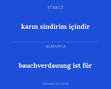 bauchverdauung ist für - karın sindirim içindir
