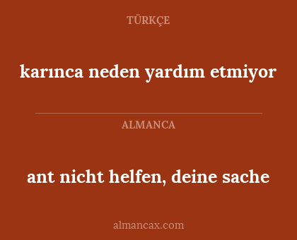 karınca neden yardım etmiyor - ant nicht helfen, deine sache