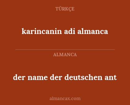 karincanin adi almanca - der name der deutschen ant