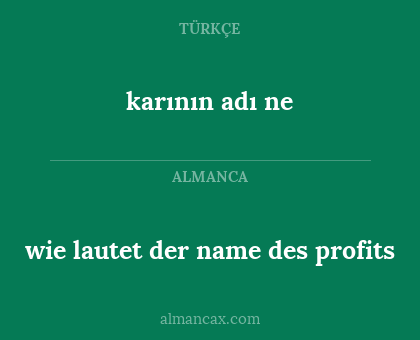 karının adı ne - wie lautet der name des profits