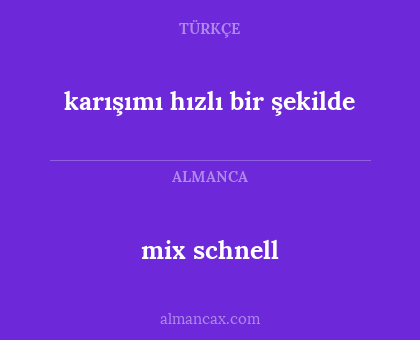 karışımı hızlı bir şekilde - mix schnell