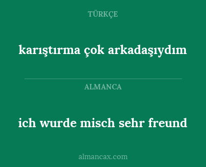 karıştırma çok arkadaşıydım - ich wurde misch sehr freund