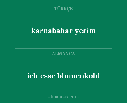 ich esse blumenkohl - karnabahar yerim