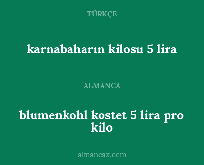 karnabaharın kilosu 5 lira - blumenkohl kostet 5 lira pro kilo