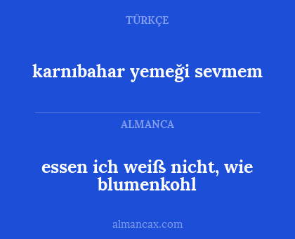 essen ich weiß nicht, wie blumenkohl - karnıbahar yemeği sevmem