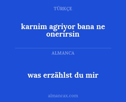 was erzählst du mir - karnim agriyor bana ne onerirsin