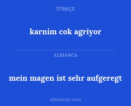 karnim cok agriyor - mein magen ist sehr aufgeregt