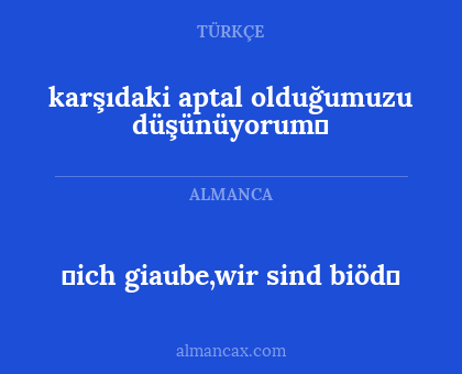 《ich giaube,wir sind biöd》 - karşıdaki aptal olduğumuzu düşünüyorum》
