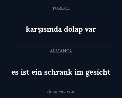 karşısında dolap var - es ist ein schrank im gesicht