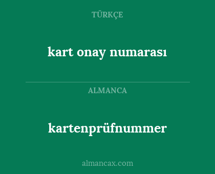 kart onay numarası - kartenprüfnummer