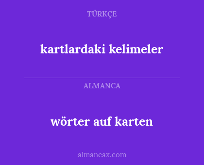 wörter auf karten - kartlardaki kelimeler