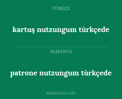 kartuş nutzungum tùrkçede - patrone nutzungum tùrkçede