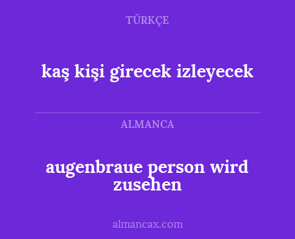 augenbraue person wird zusehen - kaş kişi girecek izleyecek