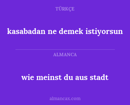 kasabadan ne demek istiyorsun - wie meinst du aus stadt