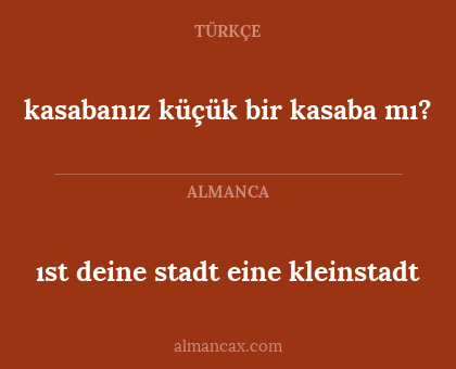 kasabanız küçük bir kasaba mı? - ıst deine stadt eine kleinstadt