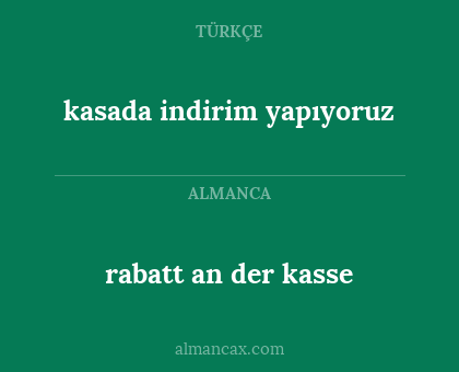 kasada indirim yapıyoruz - rabatt an der kasse