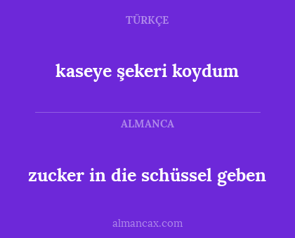 zucker in die schüssel geben - kaseye şekeri koydum