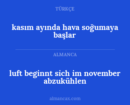 kasım ayında hava soğumaya başlar - luft beginnt sich im november abzukühlen