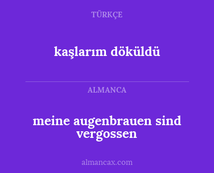 kaşlarım döküldü - meine augenbrauen sind vergossen