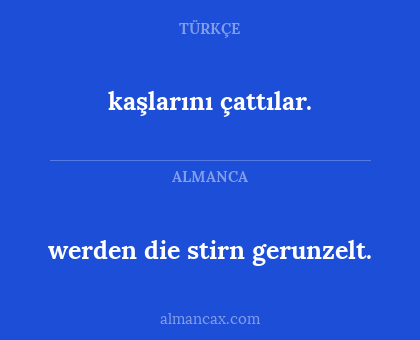 werden die stirn gerunzelt. - kaşlarını çattılar.