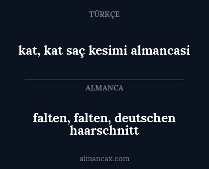 falten, falten, deutschen haarschnitt - kat, kat saç kesimi almancasi