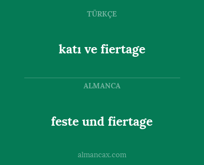 feste und fiertage - katı ve fiertage