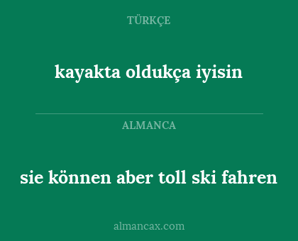 sie können aber toll ski fahren - kayakta oldukça iyisin
