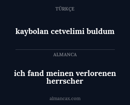 ich fand meinen verlorenen herrscher - kaybolan cetvelimi buldum