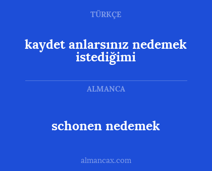 schonen nedemek - kaydet anlarsınız nedemek istediğimi