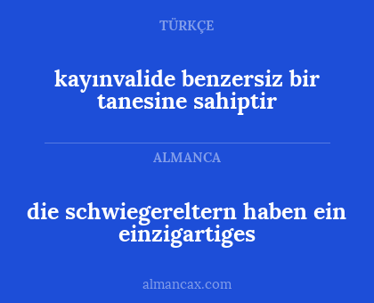 kayınvalide benzersiz bir tanesine sahiptir - die schwiegereltern haben ein einzigartiges
