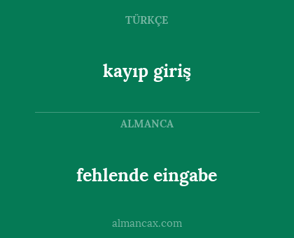 fehlende eingabe - kayıp giriş