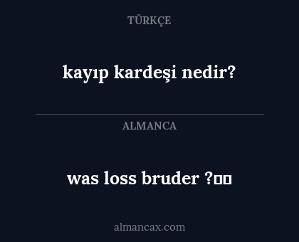 was loss bruder ?❤️ - kayıp kardeşi nedir?