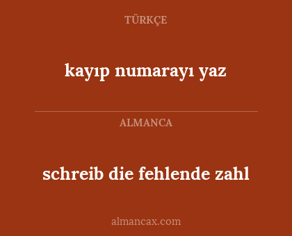 schreib die fehlende zahl - kayıp numarayı yaz