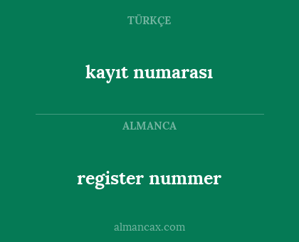 register nummer - kayıt numarası