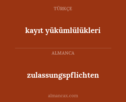 zulassungspflichten - kayıt yükümlülükleri