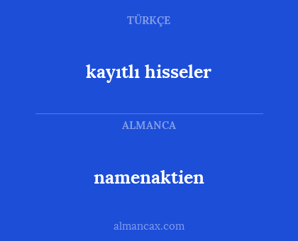 namenaktien - kayıtlı hisseler