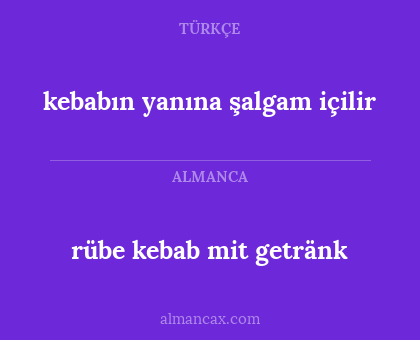 rübe kebab mit getränk - kebabın yanına şalgam içilir