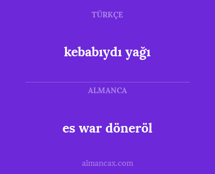 es war döneröl - kebabıydı yağı