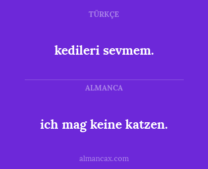 ich mag keine katzen. - kedileri sevmem.