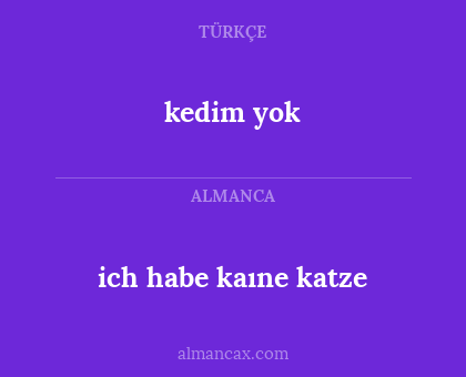 kedim yok - ich habe kaıne katze