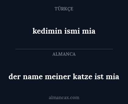 der name meiner katze ist mia - kedimin ismi mia