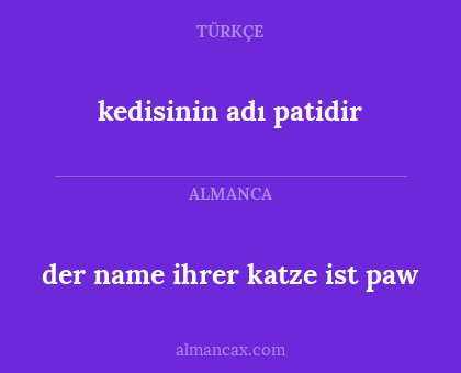 kedisinin adı patidir - der name ihrer katze ist paw