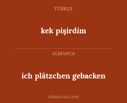 ich plätzchen gebacken - kek pişirdim