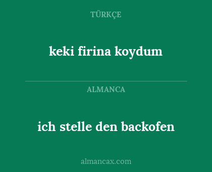 ich stelle den backofen - keki firina koydum